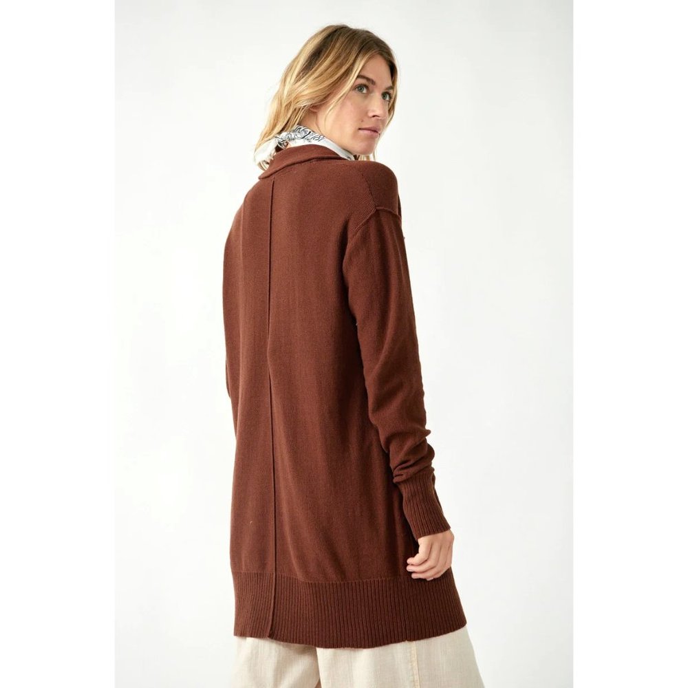CARE Free People Knit Desert Blazer Cardigan in Chestnut NEW - S/M - Picture 5 of 6